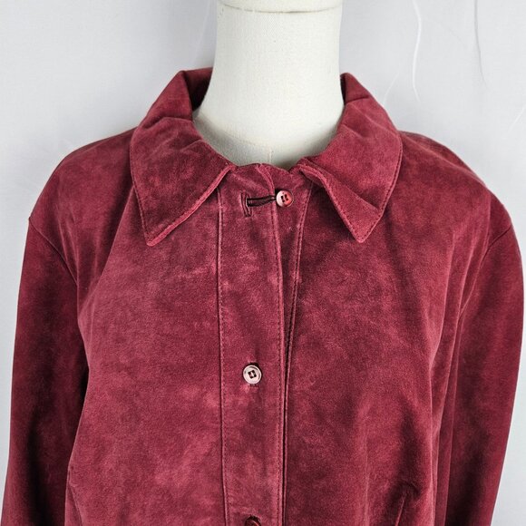 Bernardo Nordstrom Suede Washable Leather Jacket Size 1X Burgundy NWT Flaw - Picture 2 of 12